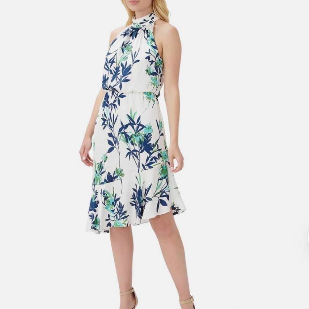 Adrianna Papell White and Blue Floral Dress - Picture 1 of 5